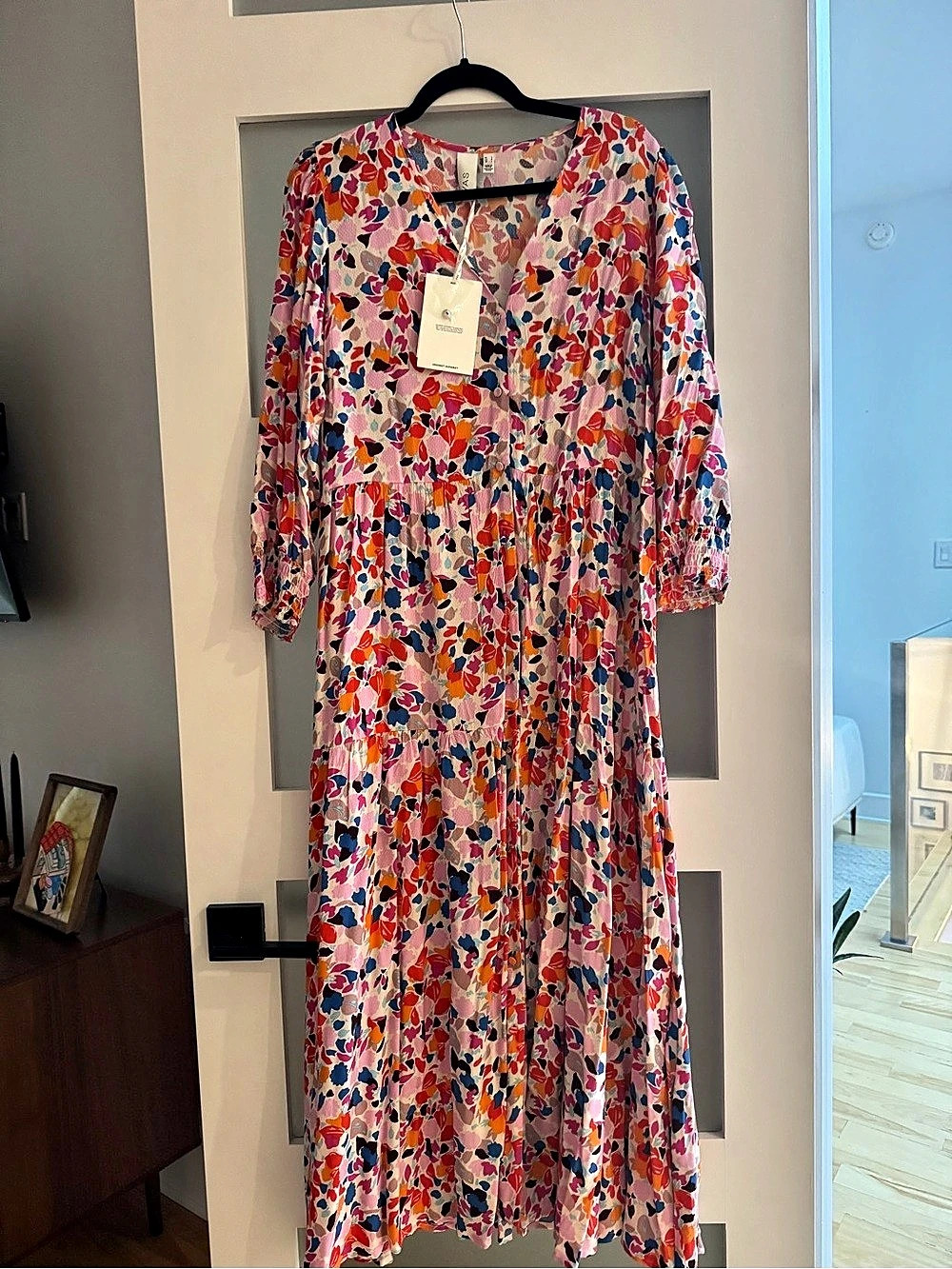 Y.A.S Floral Maxi Dress in Pink & Multicolor Size Large